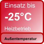 Einsatz bis -25C Heizbetrieb  Auentemperatur